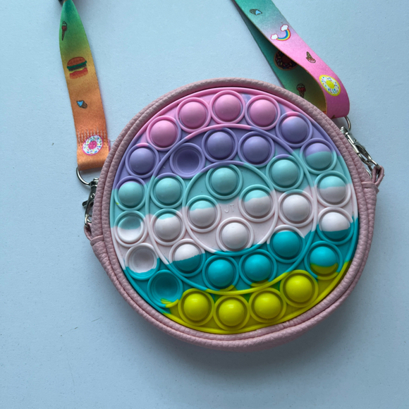 Women’s Circular Crossbody Bag with Pop-it Sensory Design 8 Inch - Picture 4 of 5